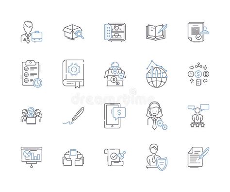 Colecci N De Iconos De Esquema De Espacio De Oficina Bancaria Vectores