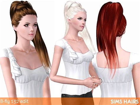 Shiny Retexture For B Flys Af 132 Hairstyle By Sims Hairs