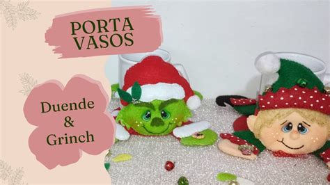 Como Hacer PORTA VASOS DUENDE Y GRINCH Paso A Paso MOLDES GRATIS