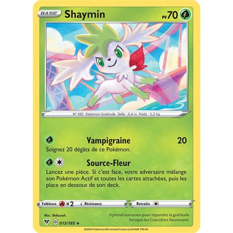 Carte Shaymin Holographique rare de Pokémon Épée et Bouclier Voltage