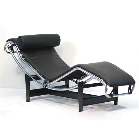 Modway Le Corbusier Modern Black Leather Chaise Lounges At