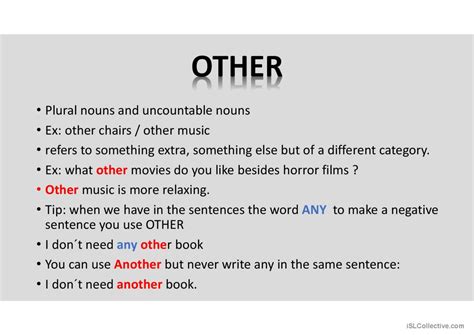 another, other, the other, the other…: English ESL powerpoints