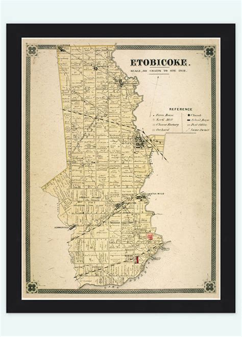 Old Map Of Etobiocoke Toronto Canada 1897 Vintage Map Wall Map Print