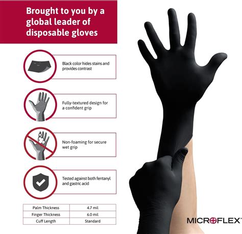 Microflex Midknight Mk 296 Distinctive Black Nitrile Exam Gloves 1000