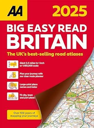 Big Easy Read Britain 2025 Paperback AA Road Atlas UK Road Atlases