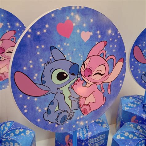 Centro De Mesa Grande Personalizado Stitch E Angel Elo