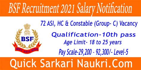 Bsf Recruitment 2021 Salary Notification Last Date Exam Details