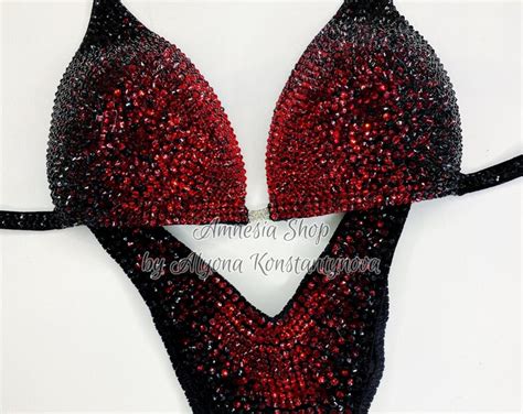 CARMEN Bikini Metallic Spandex With Crystals Competition Etsy