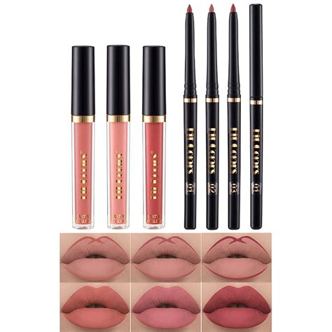 Nude Lip Liner And Lipstick Set For Black Women 3 Matte Liquid Lipsticks 3 Matching Lip