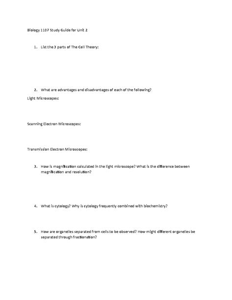 Biology Study Guide For Unit Biology Study Guide For Unit