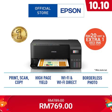 1010 Epson Ecotank L3550 Black A4 Wi Fi All In One Ink Tank Printer With Airprint