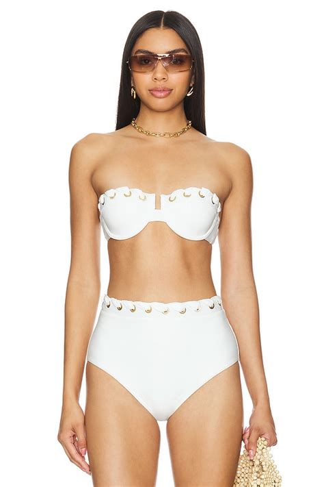 Zimmermann Halliday Eyelet Balconette Bikini Top In Ivory Revolve