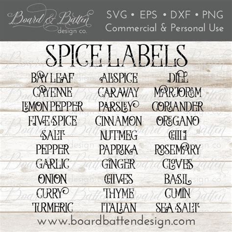 Spice Labels Svg Spices Svg Files Farmhouse Decor Svg Kitchen Svg Files