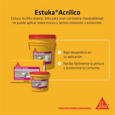 Estuco acrílico para interiores y exteriores Estuka Acrílico SikaWall