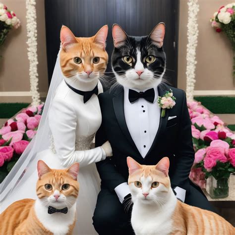 How a cat in a nice tuxedo and a cat in a pretty wedding dre... by sky - Playground