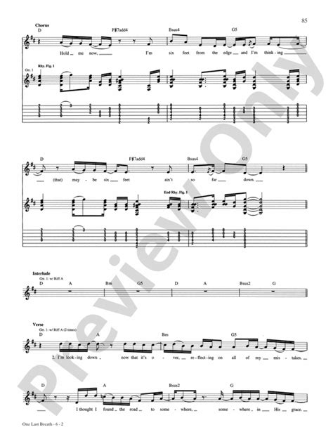 One Last Breath Guitar Creed Digital Sheet Music Download