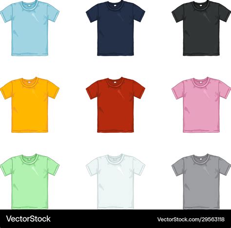 Set Cartoon T Shirt Multi Color Collection Vector Image