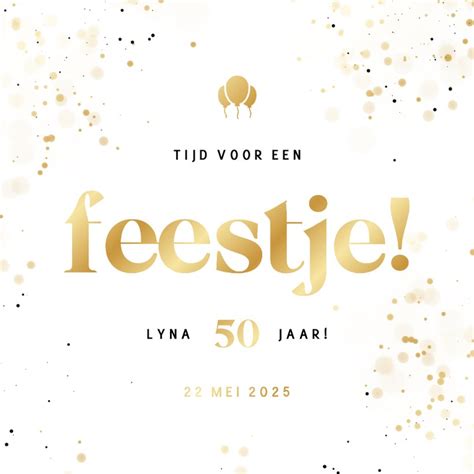 Uitnodiging Feestje Wit Met Confetti En Kaartje2go