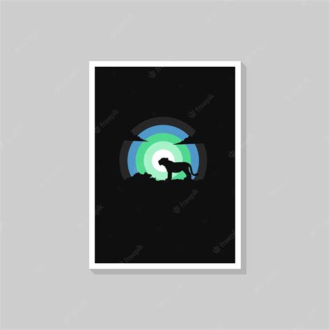 Premium Vector | Tiger in jungle silhouette illustration design for posters and home wall decoration