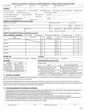 Fillable Online Groupbenefits Enrollment Change Form Office Of Group