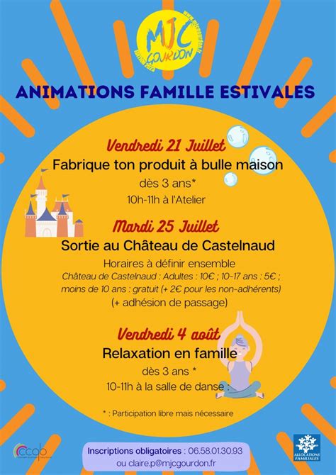 Animations Famille Estivales MJC Gourdon Pour Tous Et Avec Tous