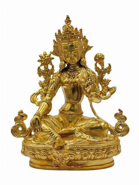 Green Tara Buddhist Miniature Statue Full Gold Plated Price US 140