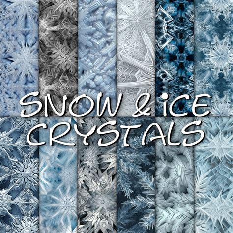 Seamless Snow and Ice Crystal Patterns Digital Paper 12 JPG - Etsy
