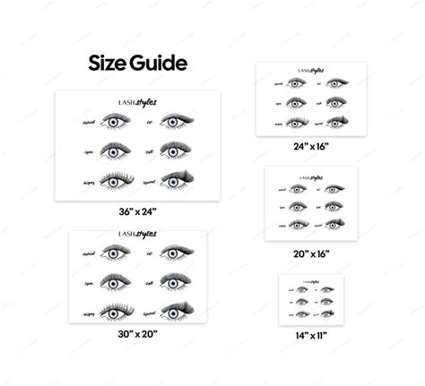 Eyelash Extension Style Chart Digital Art Print Esthetician Etsy