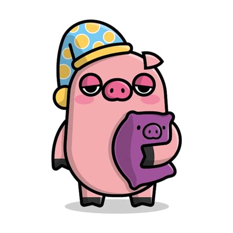 Premium Vector Cute Pig With Sleepy Eyes Cartoon Vector