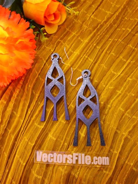 Laser Cut Wooden Earring Design Long Earring Template Jewelry Design Cdr And Svg File Vectors File