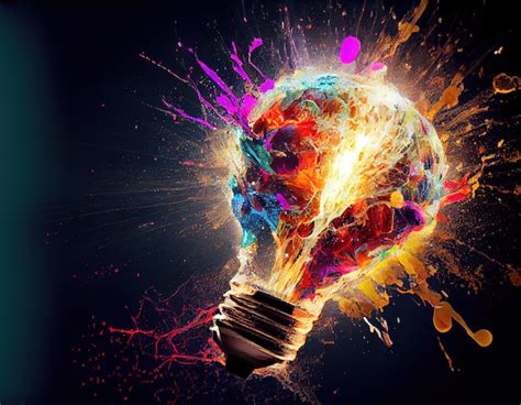 Premium Photo Artistic Multicolored Explosion Of Paint In Light Bulbs