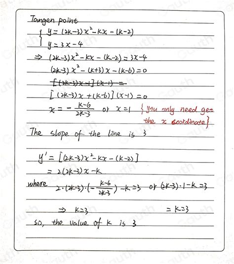 Solved 4 Is A The Equation Of A Curve Is Y 2k 3 X 2 Kx K 2 Where