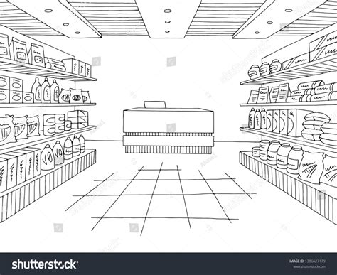 how to draw supermarket
