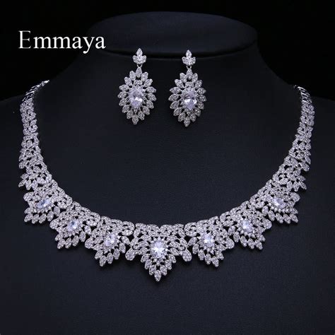 Emmaya ensemble de bijoux de mariée en cristal couleur argent rond