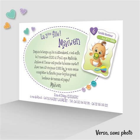 Faire Part De Naissance Innovant 7 Famille Avec 7 Cartes Pour 4 Enfant