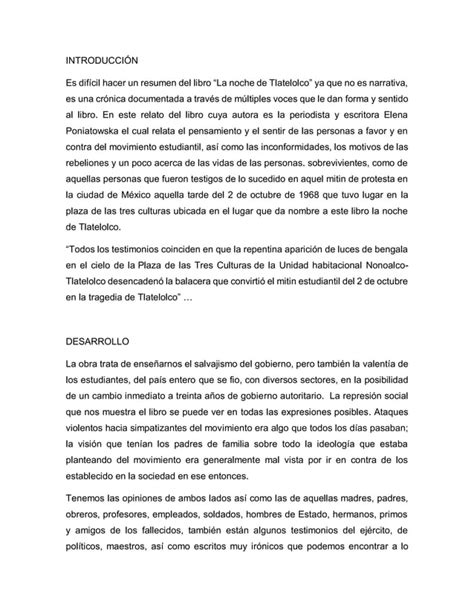 Reporte Del Libro De La Noche Tlatelolco PDF