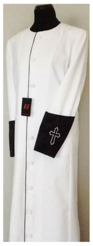 Clergy Minister Pastor Preacher Mens Robe White With Black Trim Ebay