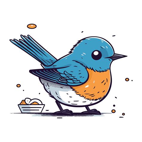 Vector Illustration Of A Cute Cartoon Robin Bird On A White Background