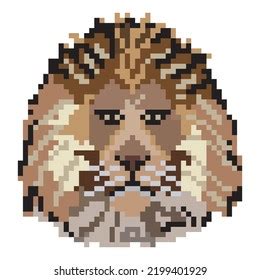 Pixel Art Lion Head On White Stock Vector Royalty Free 2199401929