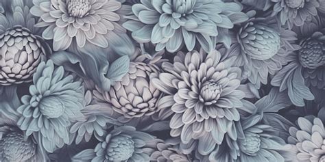 Premium AI Image | A blue and grey floral wallpaper with a white flower.