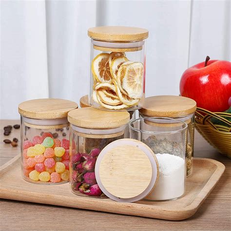 Benign Delight Borosilicate Airtight Lid Glass Jar With Wooden Lid Jar Storage Container 6 220