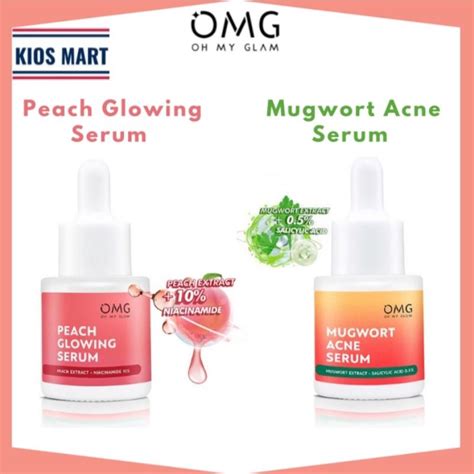 Jual OMG Oh My Glow Peach Glowing Serum Mugwort Acne Serum 20ml