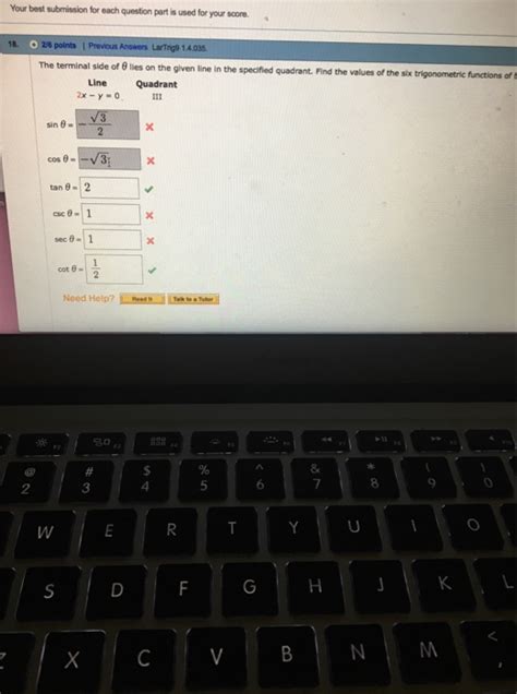 Solved The Terminal Side Of Theta Lies On A Given Line In