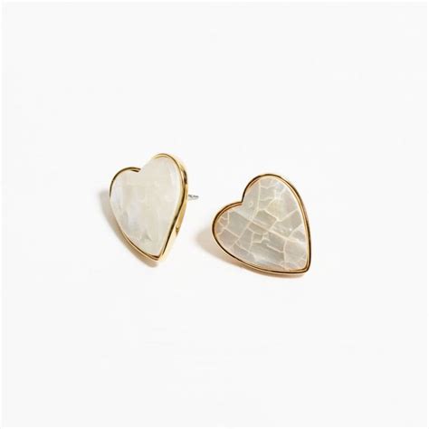 Jon Richard Gold Plated Mother Of Pearl Heart Stud Earrings Jewellery