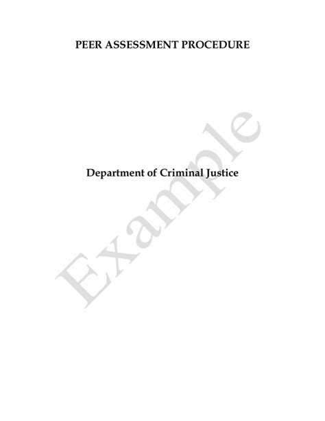 Peer Assessment Procedure Department Of Criminal Justice