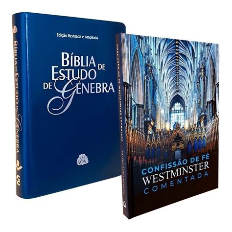 Bíblia Sagrada Estudo Genebra Azul Confissão Fé Westminster