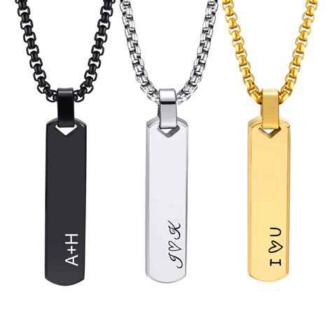 Vnox Free Personalized Men S Bar Necklaces For Women Custom Name Love