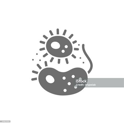 Bacteria Viruses Germs Grey Icon Isolated On White Background Stock