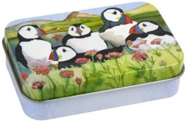 Emma Ball Mini Rectangular Tin Sea Thrift Puffins Kleine Blikjes