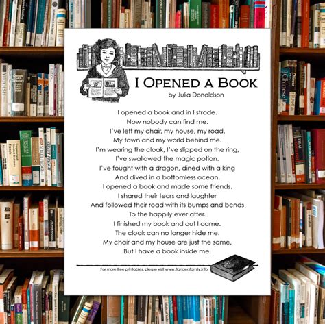 I Opened a Book (Free Printable Poem) - Flanders Family Home Life